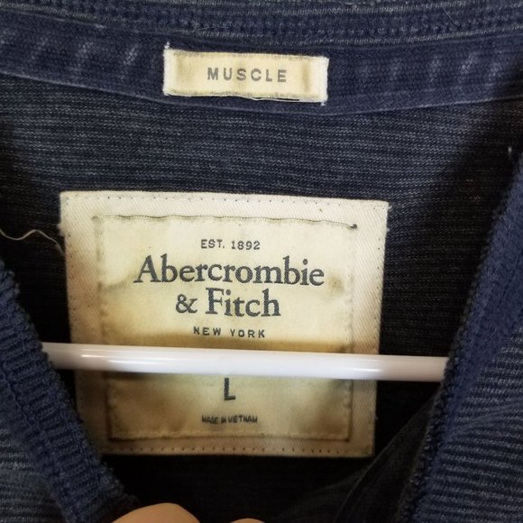 Abercrombie & Fitch Mens L Black Striped Long Slee - Picture 6 of 8